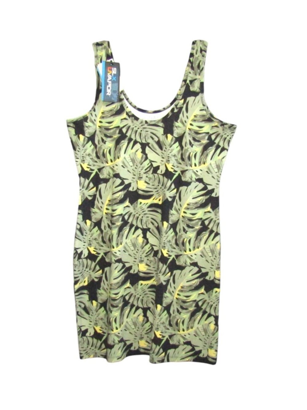 Salt Life SLX UVapor Tank Dress Womens XL Ebony Tropical Palm Leaf Stretch New